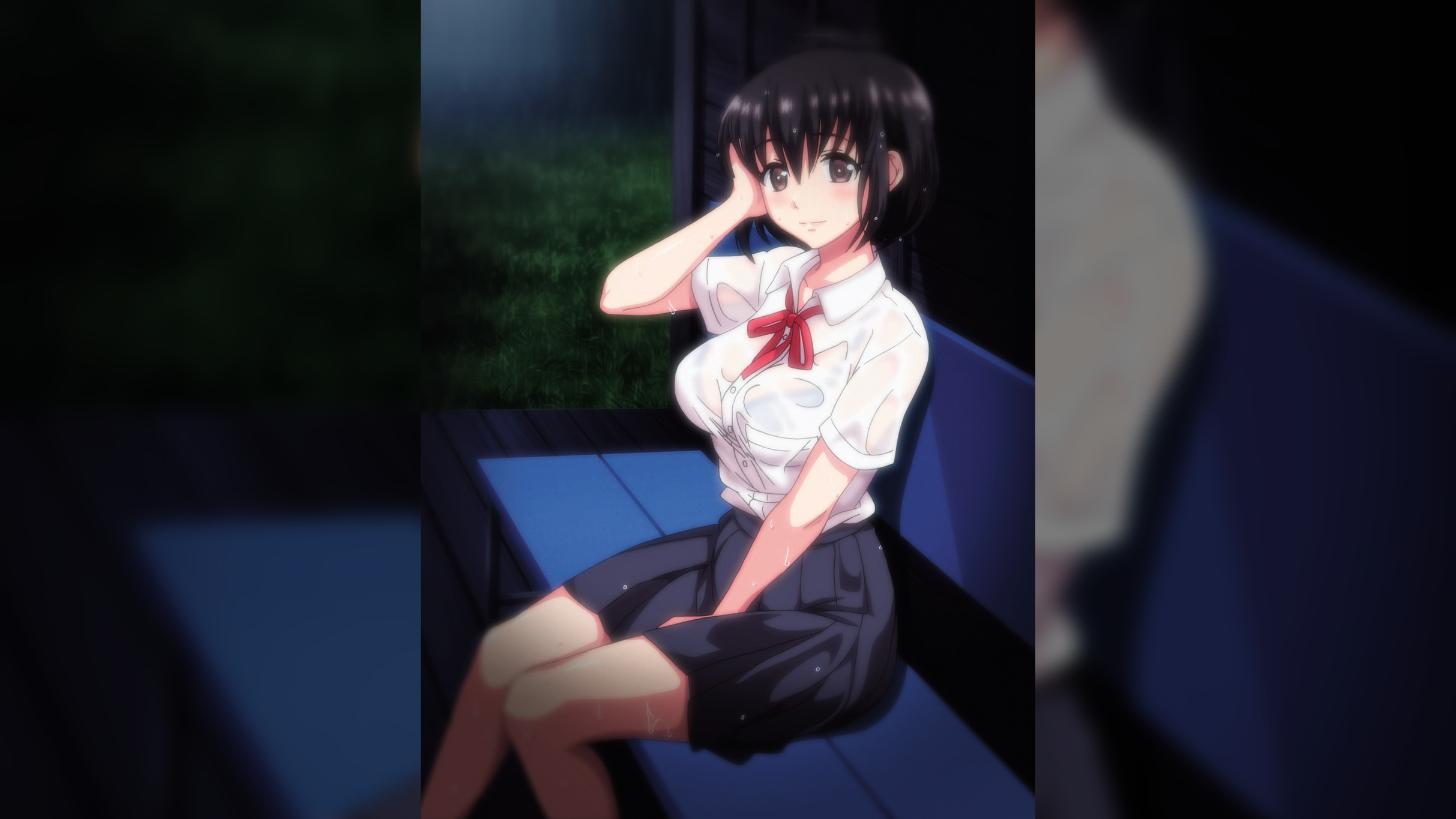 濡れ透けJ○ 雨宿り○○○