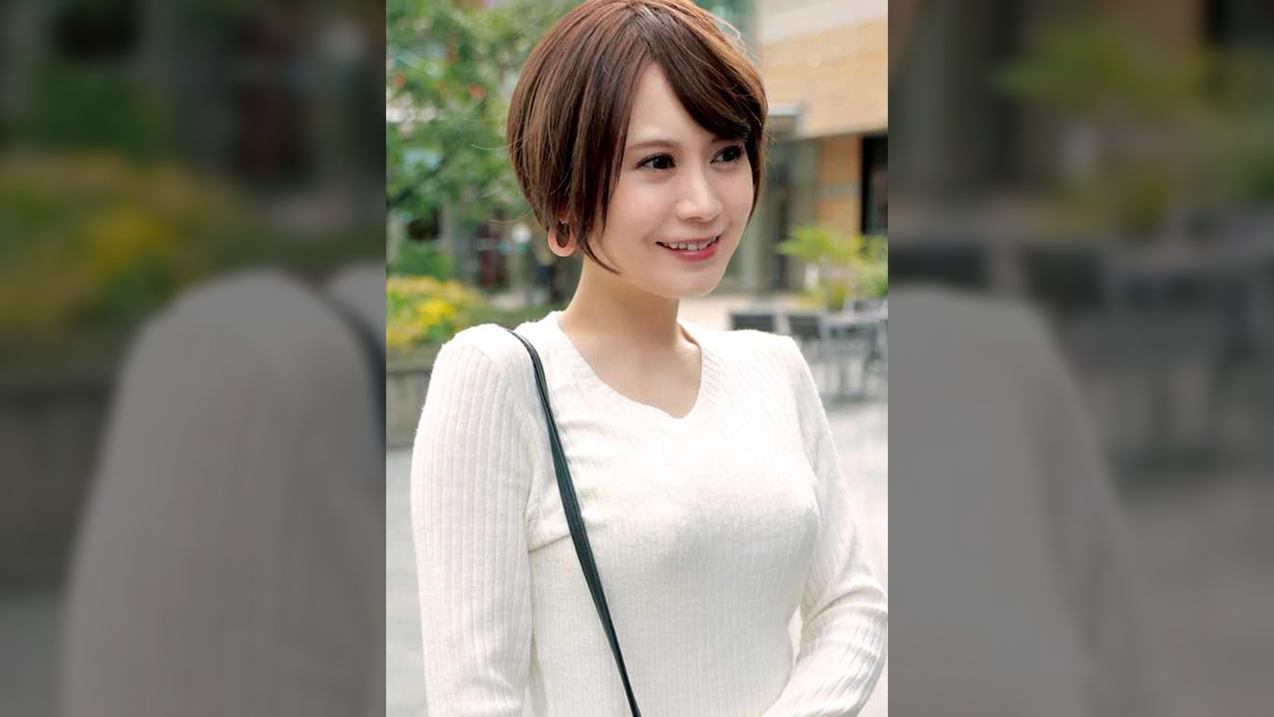 小動物系のショートカット美女。スレンダー巨乳な奥様は清楚なフリしてドエロでした！