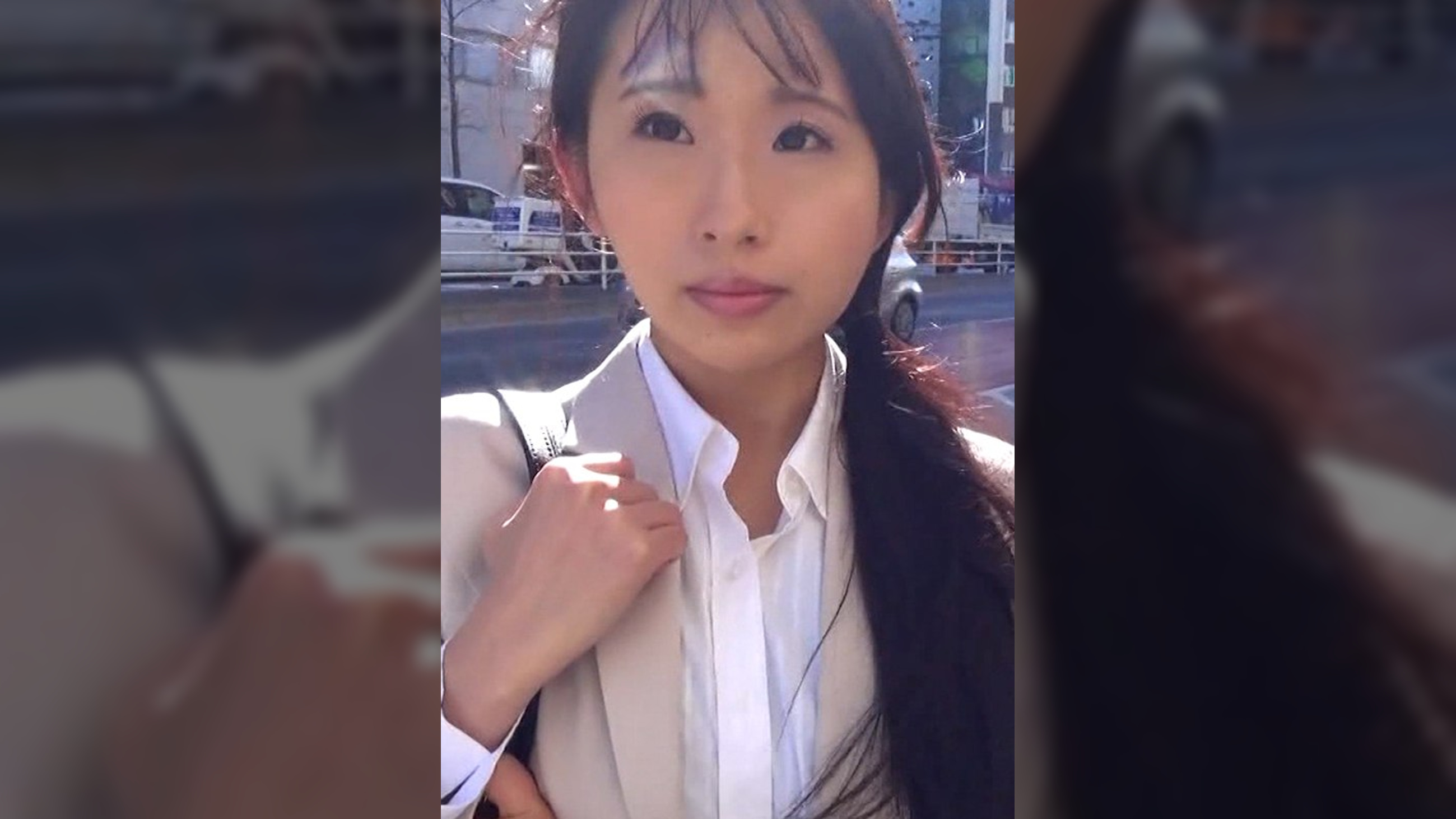 先輩女性と同行営業中二人にインタビュー！先輩にSEXを教えて下さいと後輩童貞が切実なお願い！先輩の前でチ●ポをポロッ！謝礼で手伝いフェラ、素股で彼女ができた時の予行演習！