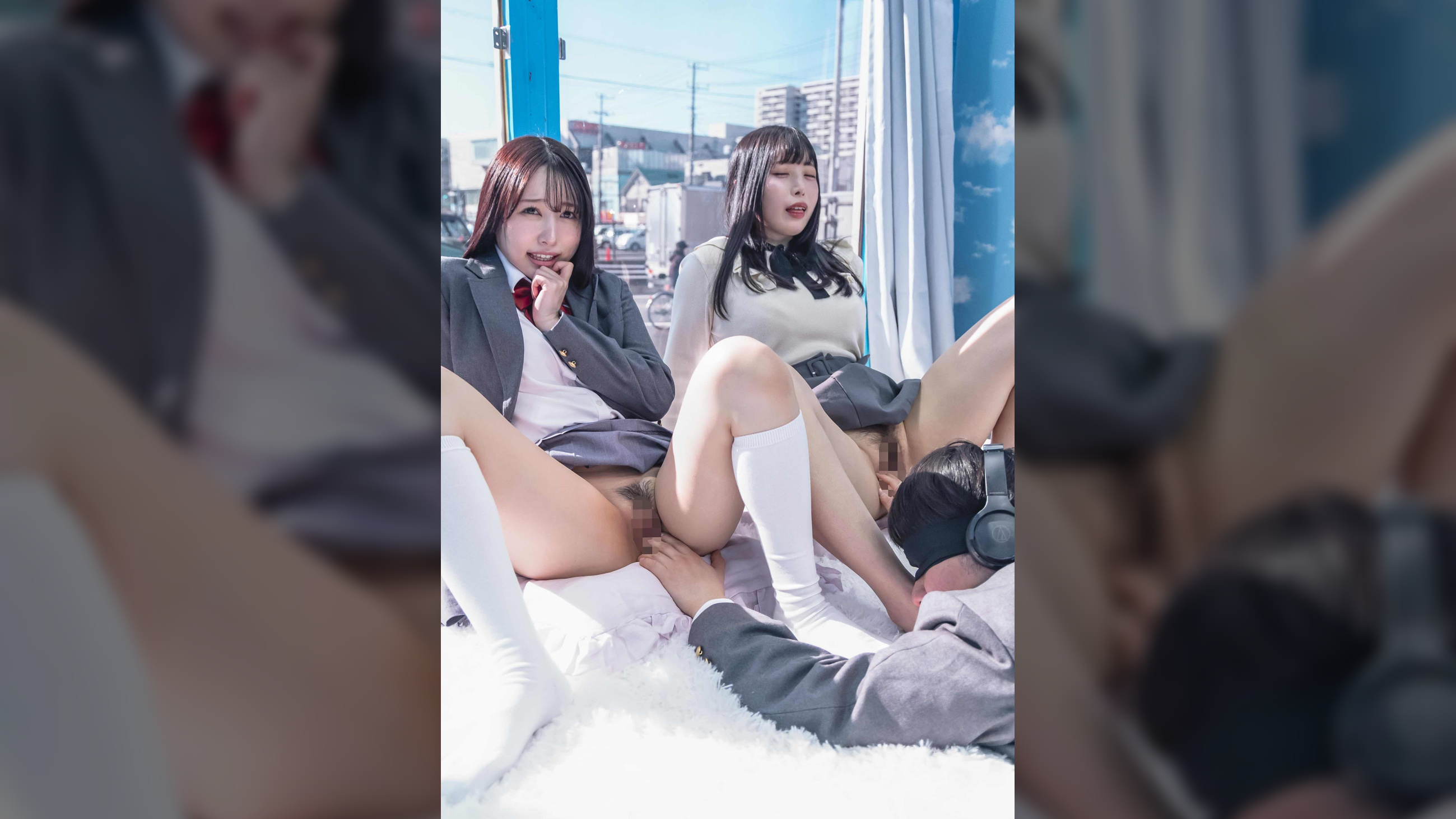 彼氏さん！目隠ししても愛する彼女のおマ●コ当てられますか!? Inマジックミラー号
