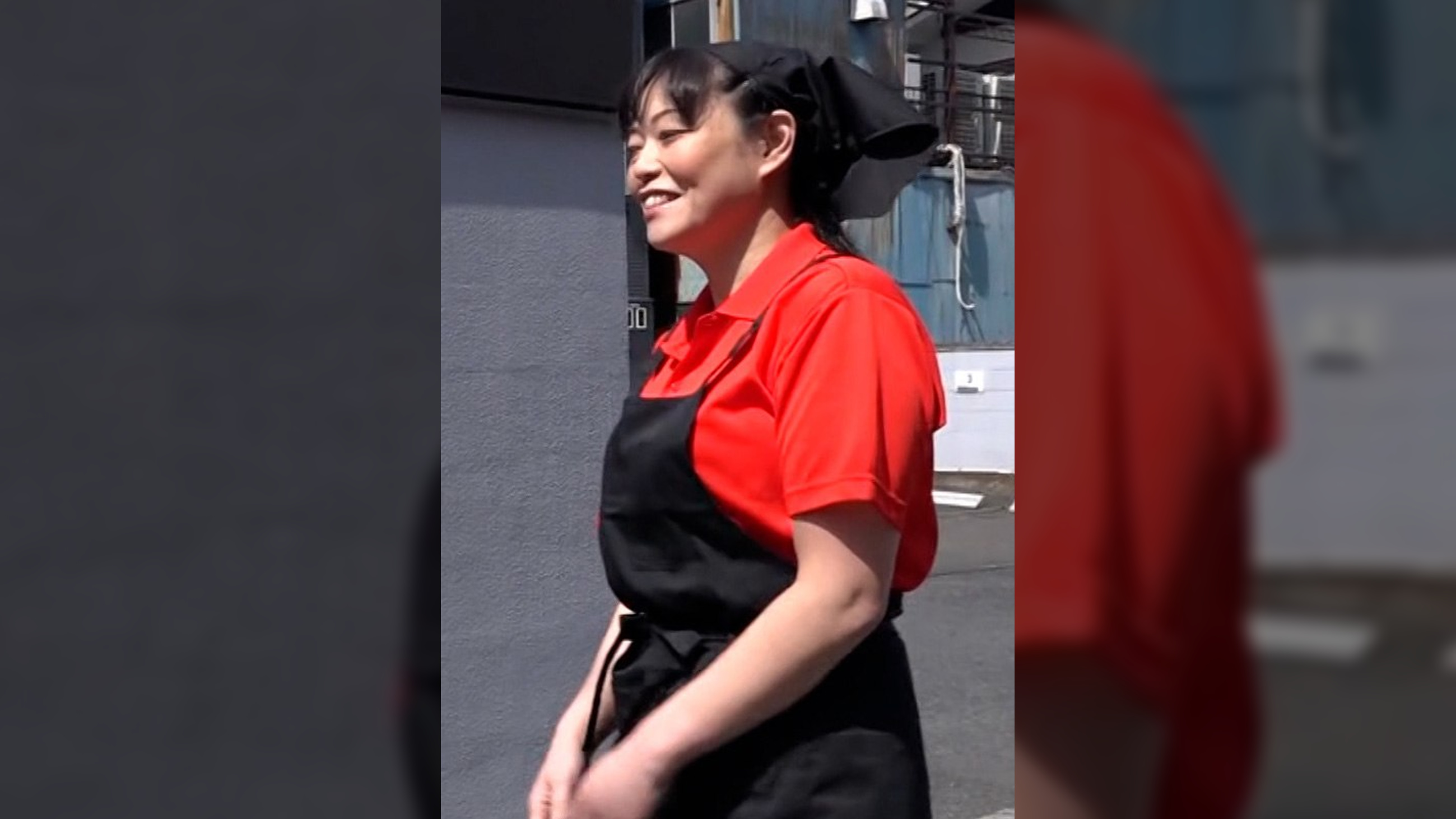 地方の焼肉店を夫婦で営む長身巨乳の熟女さん、旦那さんが居ない隙に店舗でAV撮影!パンティを濡らす秘伝のタレ!