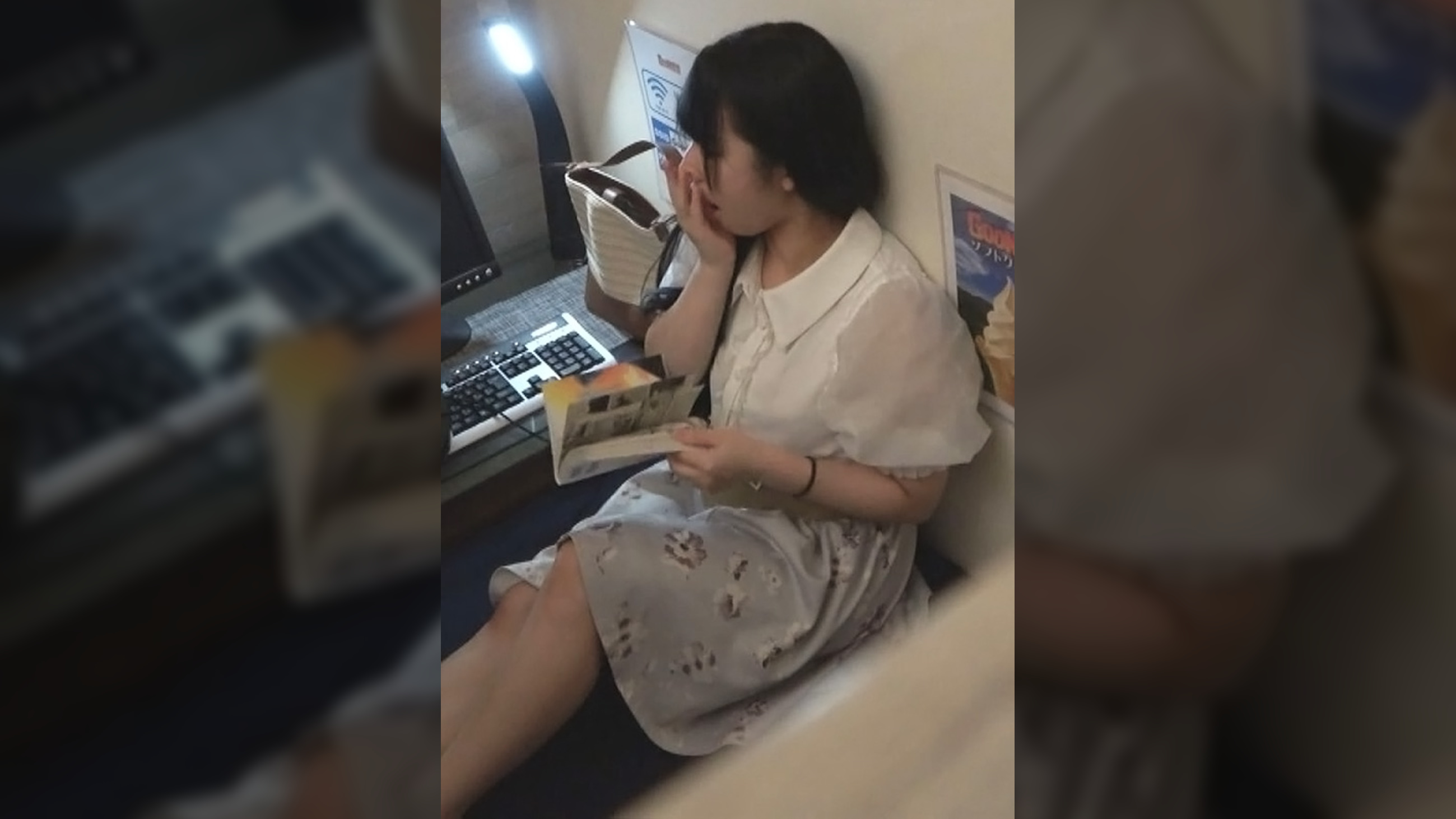 ネカフェアルバイト禁断の不法行為流出映像　黒髪オタ女に向けられた毒牙！