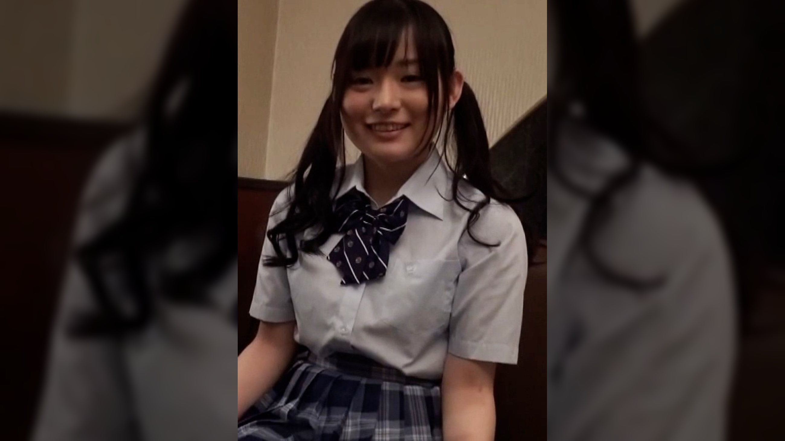 あどけない笑顔でツインテールに束ねた黒髪純情娘とコスプレ個撮テイの嵌め撮りセックス！