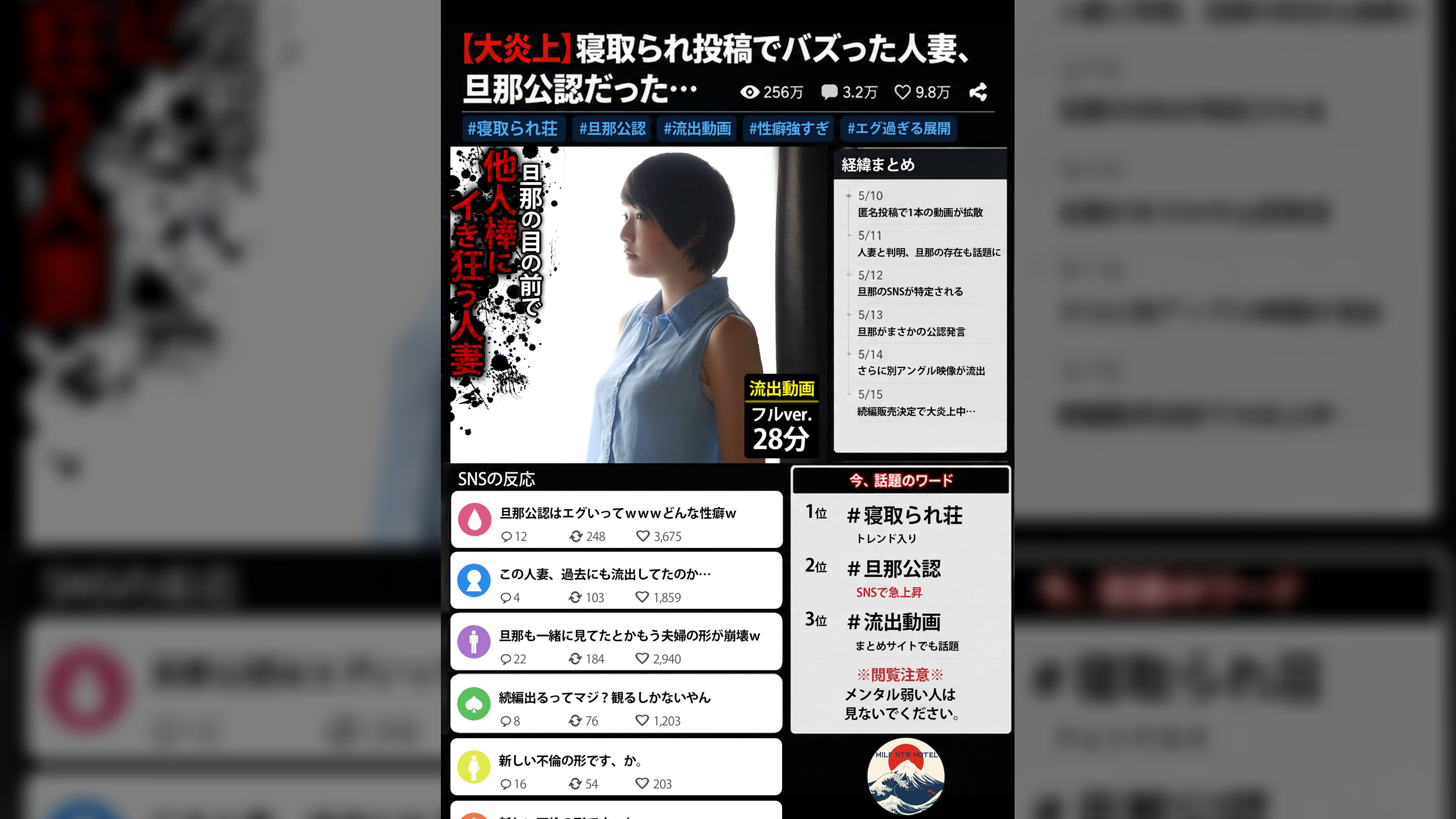 【大炎上】寝取られ投稿でバズった人妻、実は旦那公認だった…